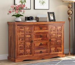 Arvendris Sheesham Wood Cabinet and Sideboard (Honey Finish)