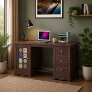 Drathian Solid Wood Study Table (Walnut Finish)