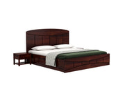 Kyoran Sheesham Wood Queen Size Bed With Storage (Walnut Finish)
