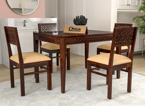 Thravis Sheesham Wood Dining Set 4 Seater (Walnut Finish)