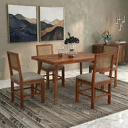 ONIJA Solid Sheesham Wood 4 Seater Dining Table Set With Cane Chair