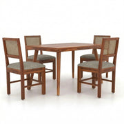 ONIJA Solid Sheesham Wood 4 Seater Dining Table Set With Cane Chair