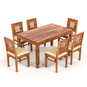 Valtor Sheesham Wood Dining Set 6 Seater (Honey Finish)