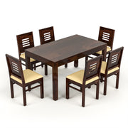 Valtor Sheesham Wood Dining Set 6 Seater (Walnut Finish)