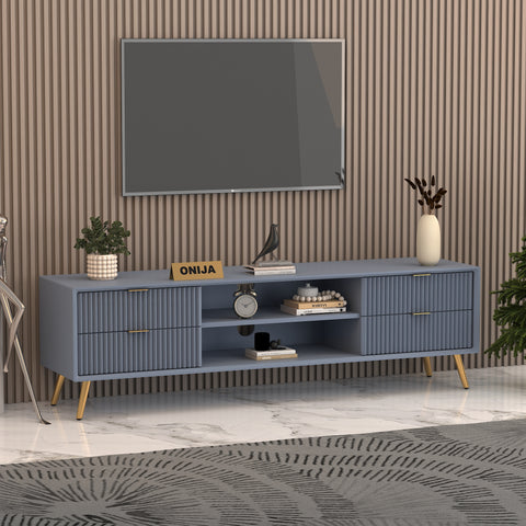 ONIJA Modern TV Unit Cabinet for Living Room | Premium Wooden Media Console with Storage Shelves