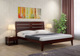 Dravyan Sheesham Wood King Size Bed Without Storage (Walnut Finish)