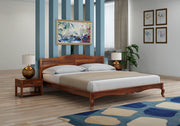 Sthavik Sheesham Wood Queen Size Bed Without Storage (Honey Finish)