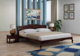 Sthavik Sheesham Wood King Size Bed Without Storage (Walnut Finish)