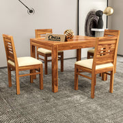 Valtor Sheesham Wood Dining Set 4 Seater (Honey Finish)