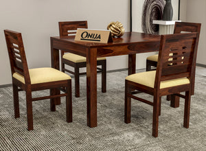 Valtor Sheesham Wood Dining Set 4 Seater (Walnut Finish)