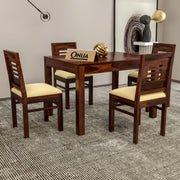 Valtor Sheesham Wood Dining Set 4 Seater (Walnut Finish)