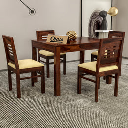 Valtor Sheesham Wood Dining Set 4 Seater (Walnut Finish)
