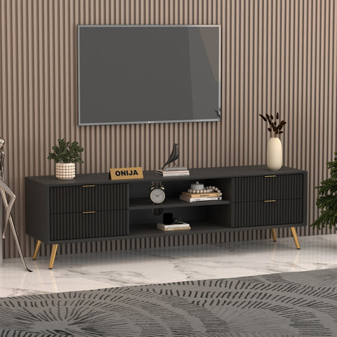 ONIJA Modern TV Unit Cabinet for Living Room | Premium Wooden Media Console with Storage Shelves