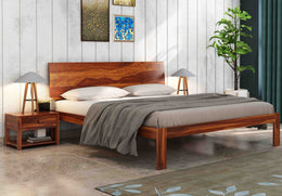 Vardhanx Sheesham Wood King Size Bed Without Storage (Honey Finish)