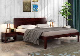 Vardhanx Sheesham Wood King Size Bed Without Storage (Walnut Finish)