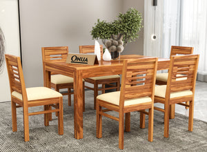 Valtor Sheesham Wood Dining Set 6 Seater (Honey Finish)