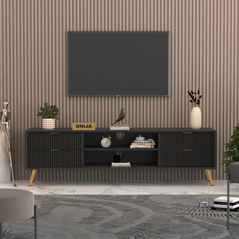 ONIJA Modern TV Unit Cabinet for Living Room | Premium Wooden Media Console with Storage Shelves