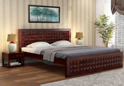 Takshor Sheesham Wood King Size Bed Without Storage (Walnut Finish)