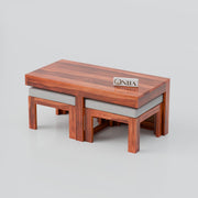 Onija Solid Wood Cane Coffee Table with Hidden Seating | Natural