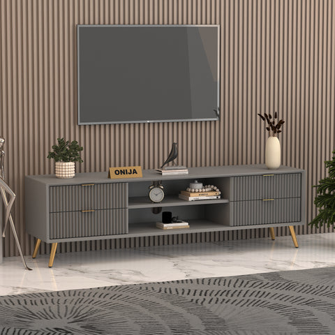 ONIJA Modern TV Unit Cabinet for Living Room | Premium Wooden Media Console with Storage Shelves