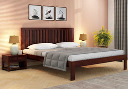 Kashvay Sheesham Wood King Size Bed Without Storage (Walnut Finish)