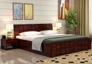 Olyvaris Sheesham Wood King Size Bed With Storage (Walnut Finish)