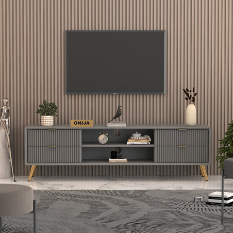 ONIJA Modern TV Unit Cabinet for Living Room | Premium Wooden Media Console with Storage Shelves