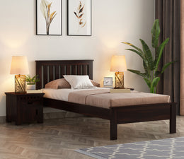 Venus Sheesham Wood Single Bed Without Storage (Walnut Finish)