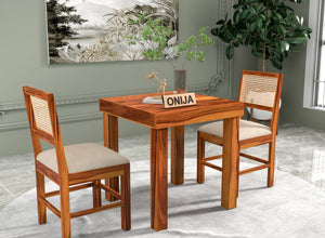 Uldaris Sheesham Wood Dining Set 2 Seater (Honey Finish)