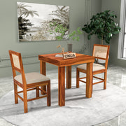 Uldaris Sheesham Wood Dining Set 2 Seater (Honey Finish)