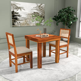 Uldaris Sheesham Wood Dining Set 2 Seater (Honey Finish)