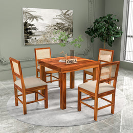 Uldaris Sheesham Wood Dining Set 4 Seater (Honey Finish)