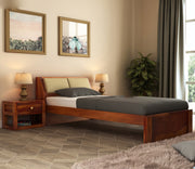 Walken Sheesham Wood Single Bed Without Storage (Honey Finish)