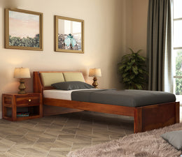 Walken Sheesham Wood Single Bed Without Storage (Honey Finish)