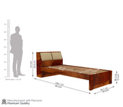 Walken Sheesham Wood Single Bed Without Storage (Honey Finish)