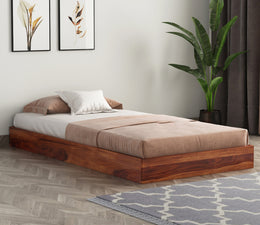 Bryan Sheesham Wood Single Bed Without Storage (Honey Finish)