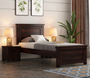 Adolph Sheesham Wood Single Bed Without Storage (Walnut Finish)