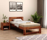 Denzel Sheesham Wood Single Bed Without Storage (Honey Finish)