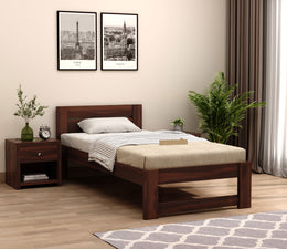 Denzel Sheesham Wood Single Bed Without Storage (Walnut Finish)