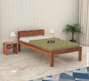 Slatty Sheesham Wood Single Bed Without Storage (Honey Finish)