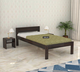 Slatty Sheesham Wood Single Bed Without Storage (Walnut Finish)