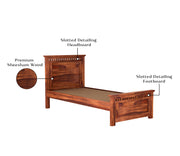 Adolph Sheesham Wood Single Bed Without Storage (Honey Finish)