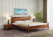 Vrukon Sheesham Wood King Size Bed Without Storage (Honey Finish)