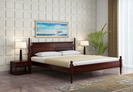 Vrukon Sheesham Wood King Size Bed Without Storage (Walnut Finish)