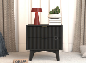 Avyant HDMR Premium Wood Bedside Table (Black)