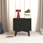 Avyant HDMR Premium Wood Bedside Table (Black)