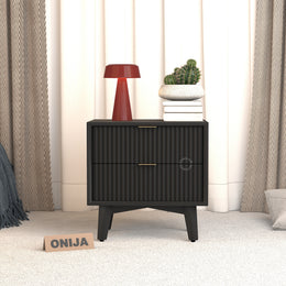 Avyant HDMR Premium Wood Bedside Table (Black)