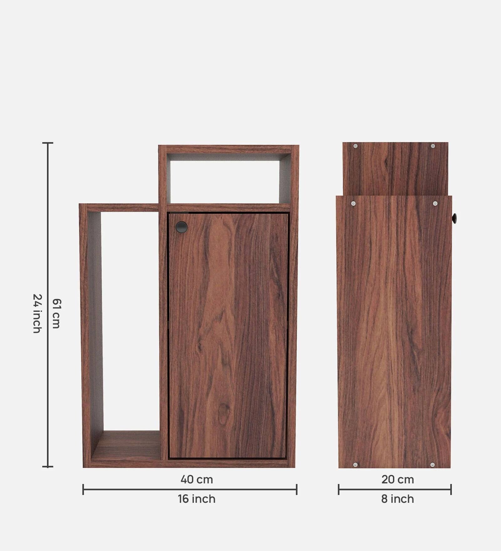 ONIJA Wooden Bedside Table/Wooden Side Table For Bed Room Engineered Wood Bedside Table  (Finish Color - Walnut, Knock Down)