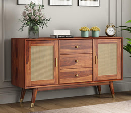 Zenthior Sheesham Wood Cabinet and Sideboard (Honey Finish)