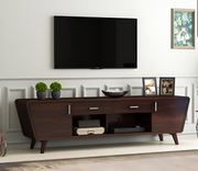 Perondis Sheesham Wood Tv Unit with Cupboards Drawers and Shelve Storage (Walnut Finish)